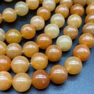 10mm Red Aventurine Genuine Natural Gemstone Bead Strand - Orange Tones